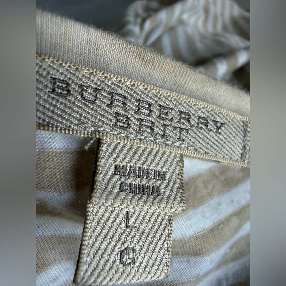 Burberry Beige Striped Long Sleeve Tee View 4